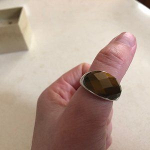 Sterling Silver Tiger's-eye Domed Band Ring Sz 10